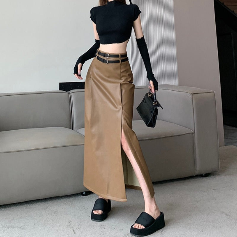 High-grade PU Leather Skirt