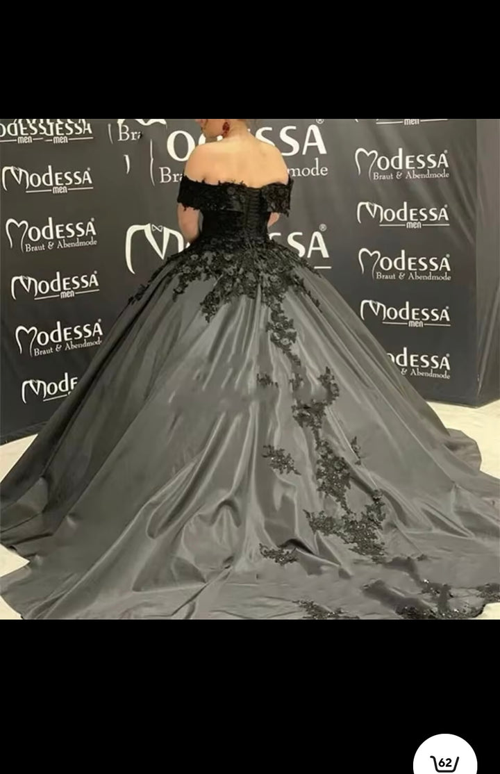 Black Luxury Quinceanera Dresses Ball Gown Puffy