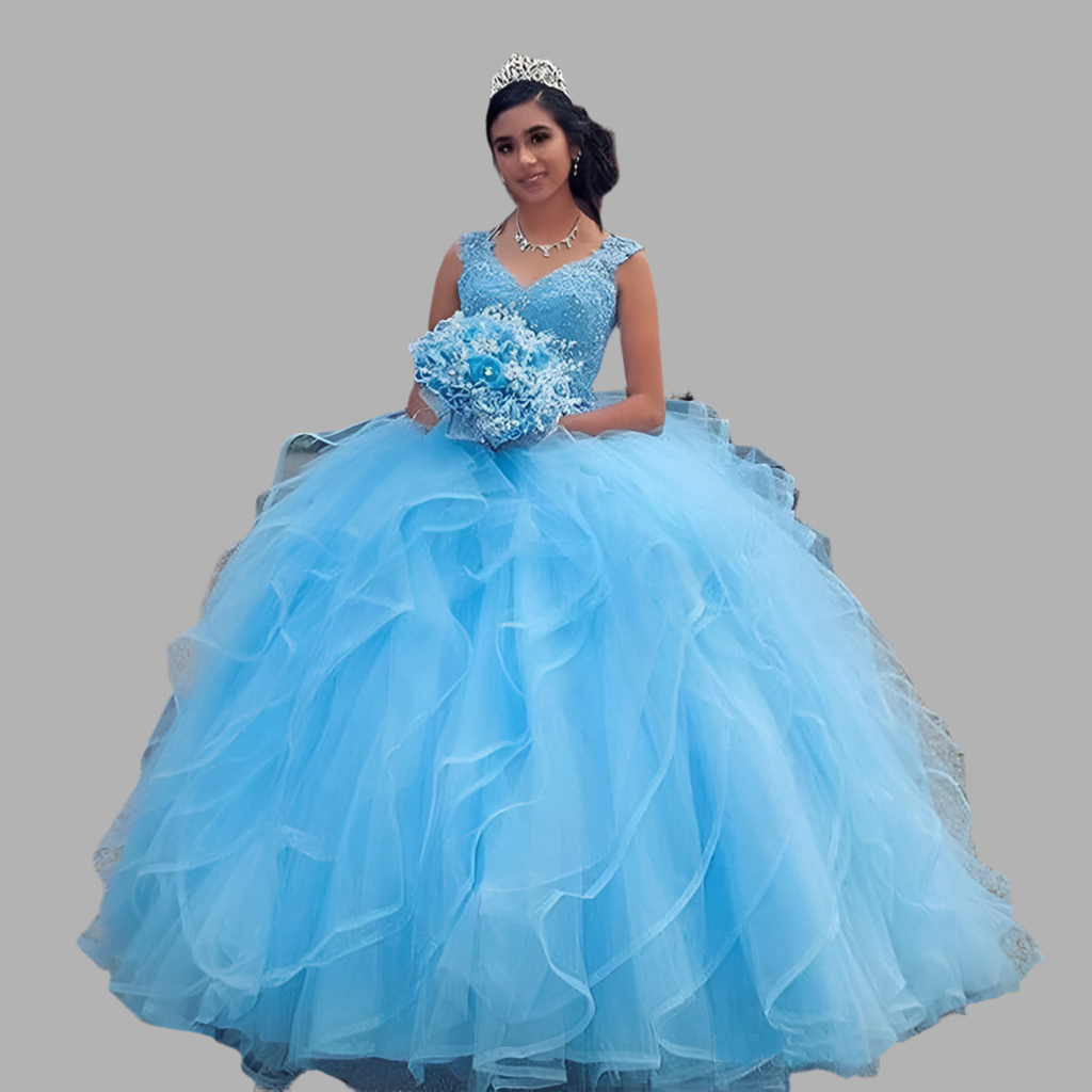 Appliques Sequined Sleeveless Sweet 15 Ball Gown Quinceanera Dress