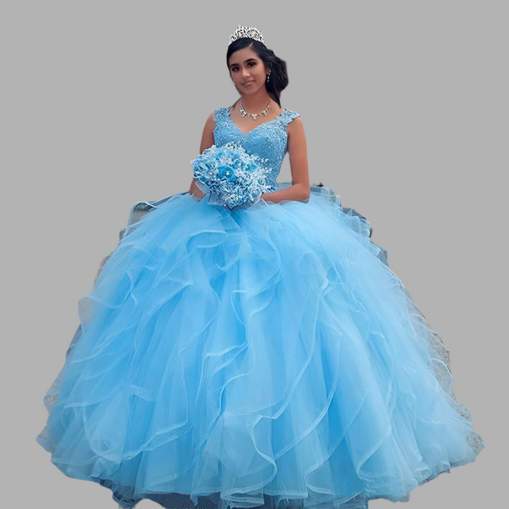 Appliques Sequined Sleeveless Sweet 15 Ball Gown Quinceanera Dress