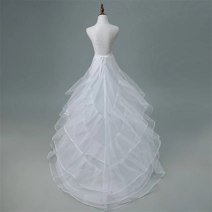 2 Hoops with Chapel Train Underskirt Bridal Petticoat