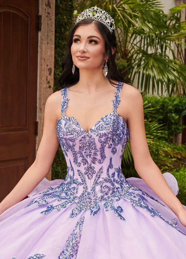 Detachable Sleeves Sweep Train With Applique Quinceanera Dress