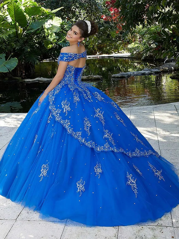 Blue quinceanera dress back view 