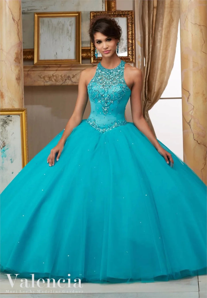 High Neck Beaded Sweet 16 Quinceanera Dress