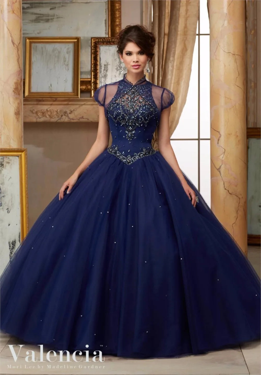 High Neck Beaded Sweet 16 Quinceanera Dress