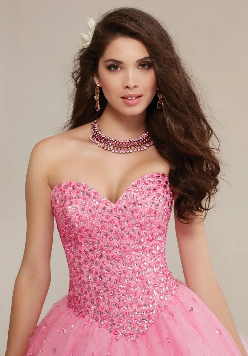 Sparkly Crystals Corset Quicneanera Dress