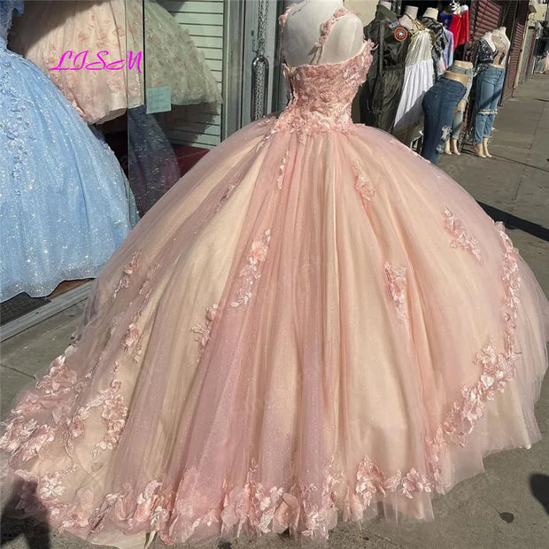 Pink Sparkly Quinceanera Prom Dress