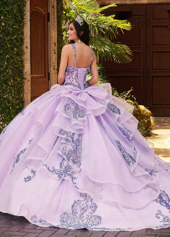 Detachable Sleeves Sweep Train With Applique Quinceanera Dress