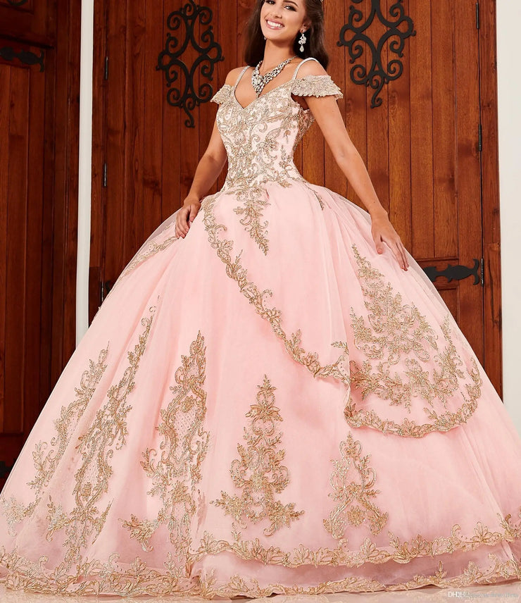 Spaghetti Straps Tiered Skirt Quinceanera Dress