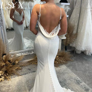 Deep V-Neck Sleeveless Backless  Spaghetti Straps Mermaid Wedding  Dress