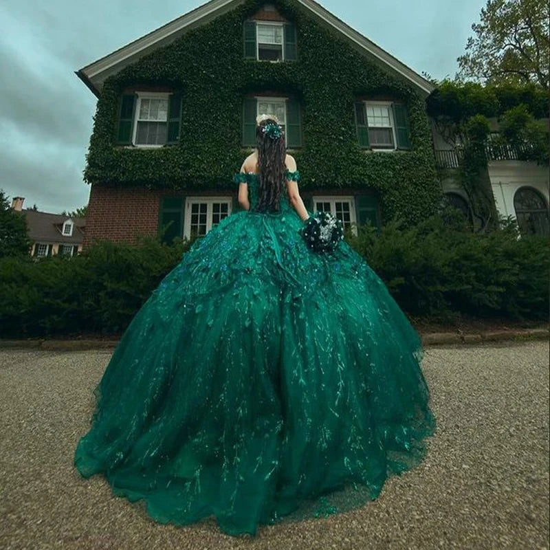 Emerald Green Quinceanera Dress With Cape