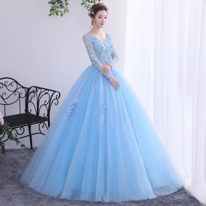 Elegant Full Sleeves with Appliques Prom & Quinceanera Dress