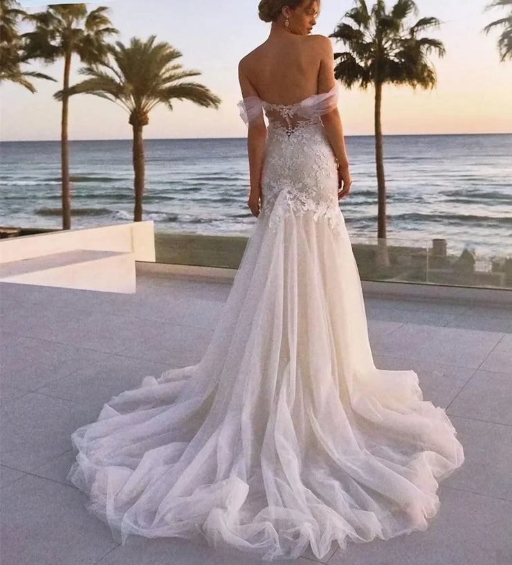 Backless Off-the-shoulder Mermaid Wedding Dress