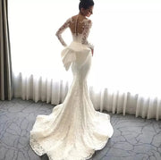 Detachable Train Lace Appliques Mermaid Wedding Dress