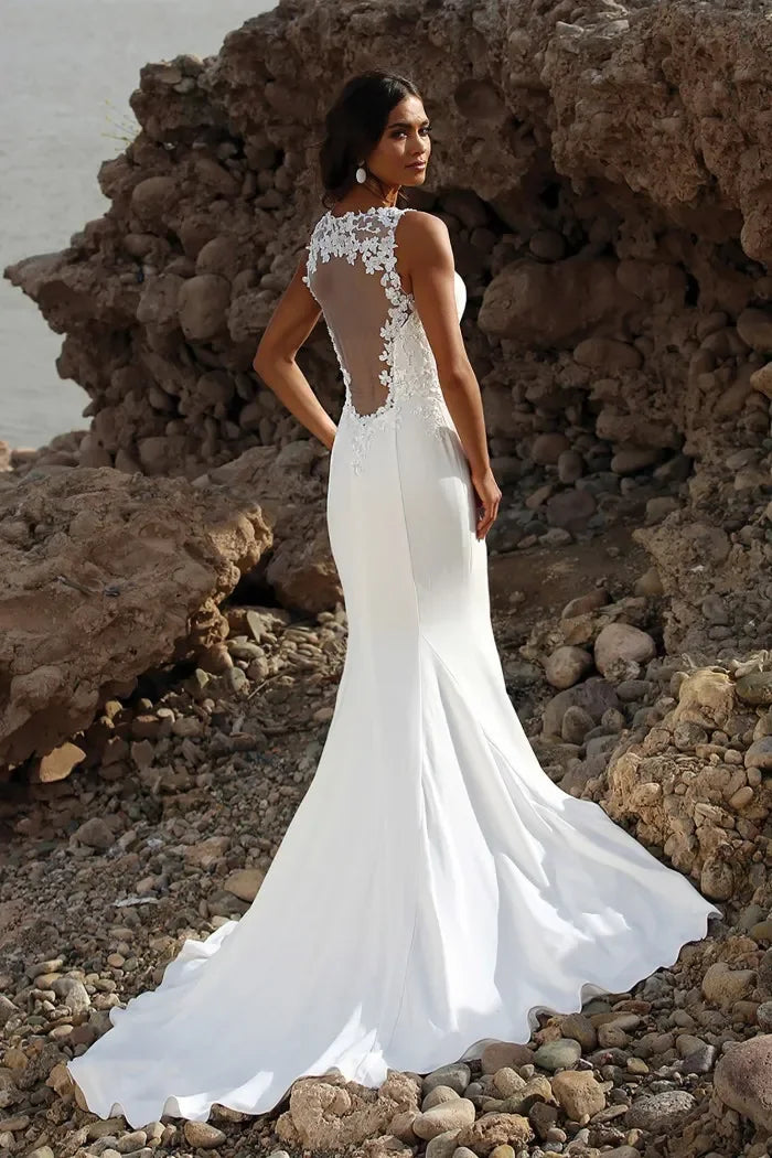 Sexy V-neck Backless Mermaid Wedding Dress