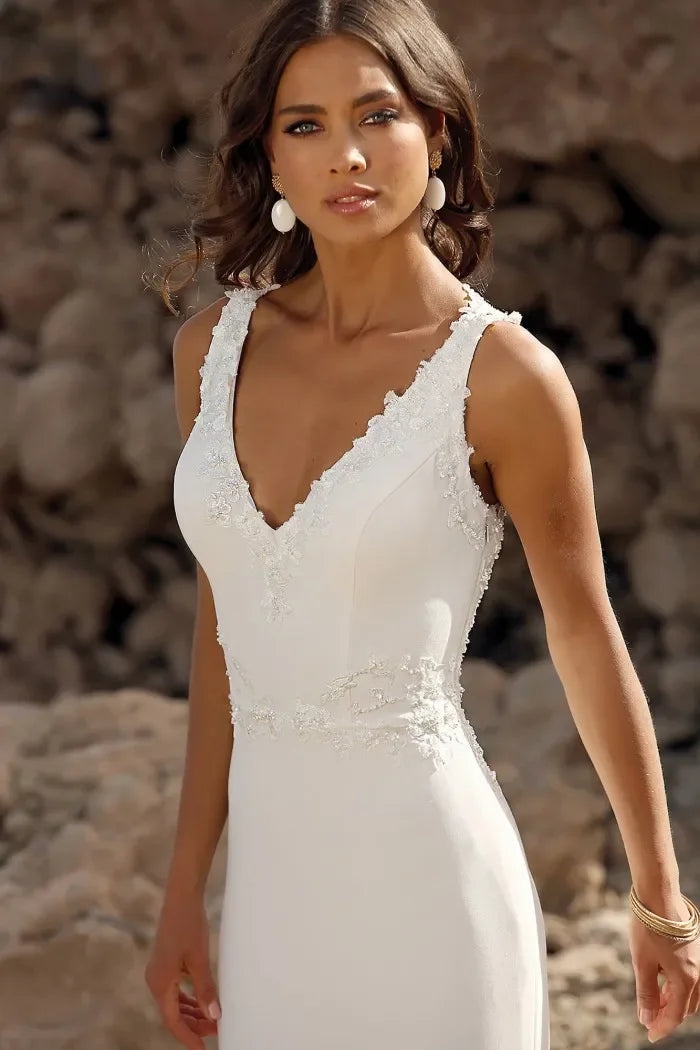 Sexy V-neck Backless Mermaid Wedding Dress