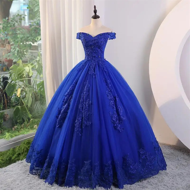 Luxury Lace Off Shoulder \Part\y Prom\ Quinceanera  Dress Set Three