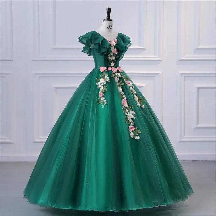 Sweet Flower Prom Ball Gown Quinceanera Dress