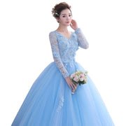 Elegant Full Sleeves with Appliques Prom & Quinceanera Dress