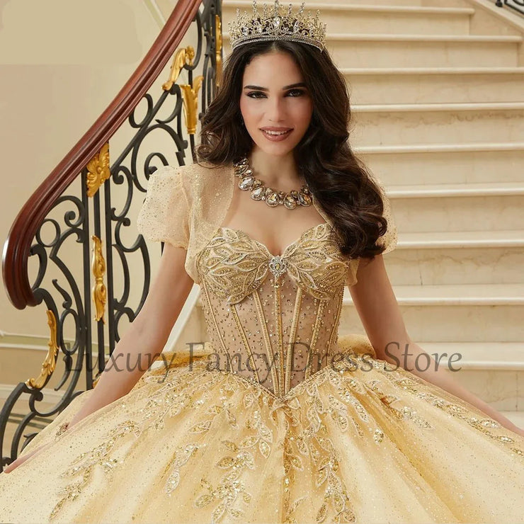 Mexican Champagne Quinceanera Dress