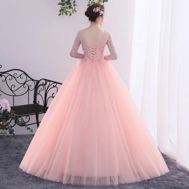 Elegant Full Sleeves with Appliques Prom & Quinceanera Dress