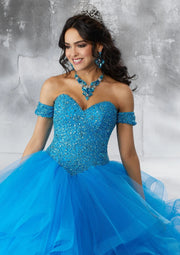 Puffy Beaded Sequins Sweet 16 Quinceanera Dress