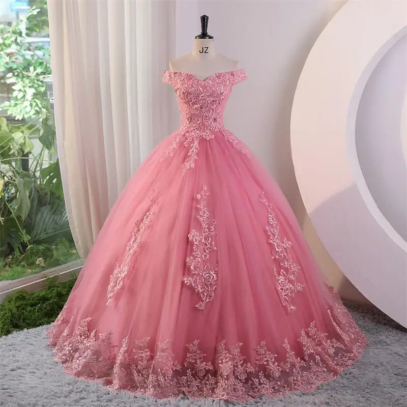 Luxury Lace Off Shoulder \Part\y Prom\ Quinceanera  Dress Set Three