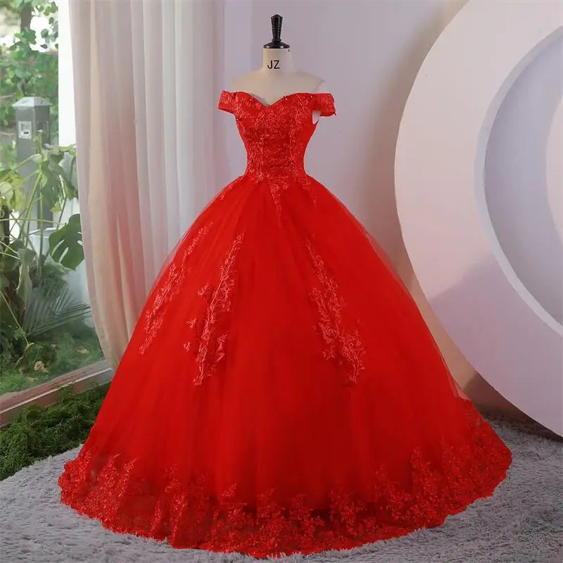 Luxury Lace Off Shoulder \Part\y Prom\ Quinceanera  Dress Set One