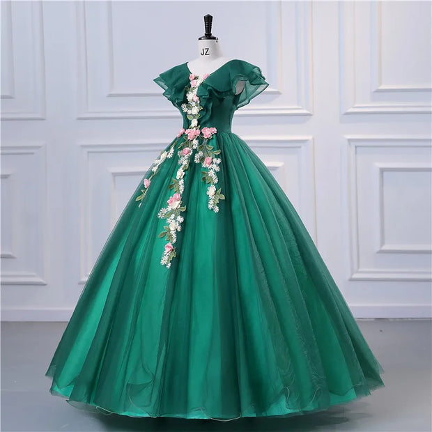 Sweet Flower Prom Ball Gown Quinceanera Dress