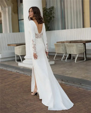 Long sleeve front slit V-neck Mermaid Wedding Dress