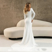 Elegant Satin Mermaid Square Collar Wedding Dress .jpg
