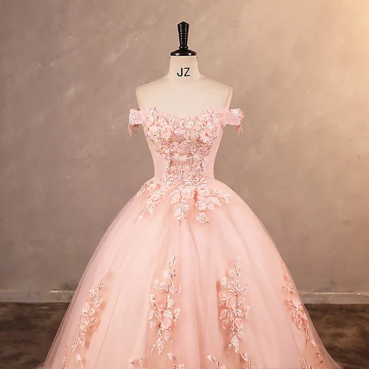 Luxury Lace Flower Ball Gown Prom & Quinceanera Dress