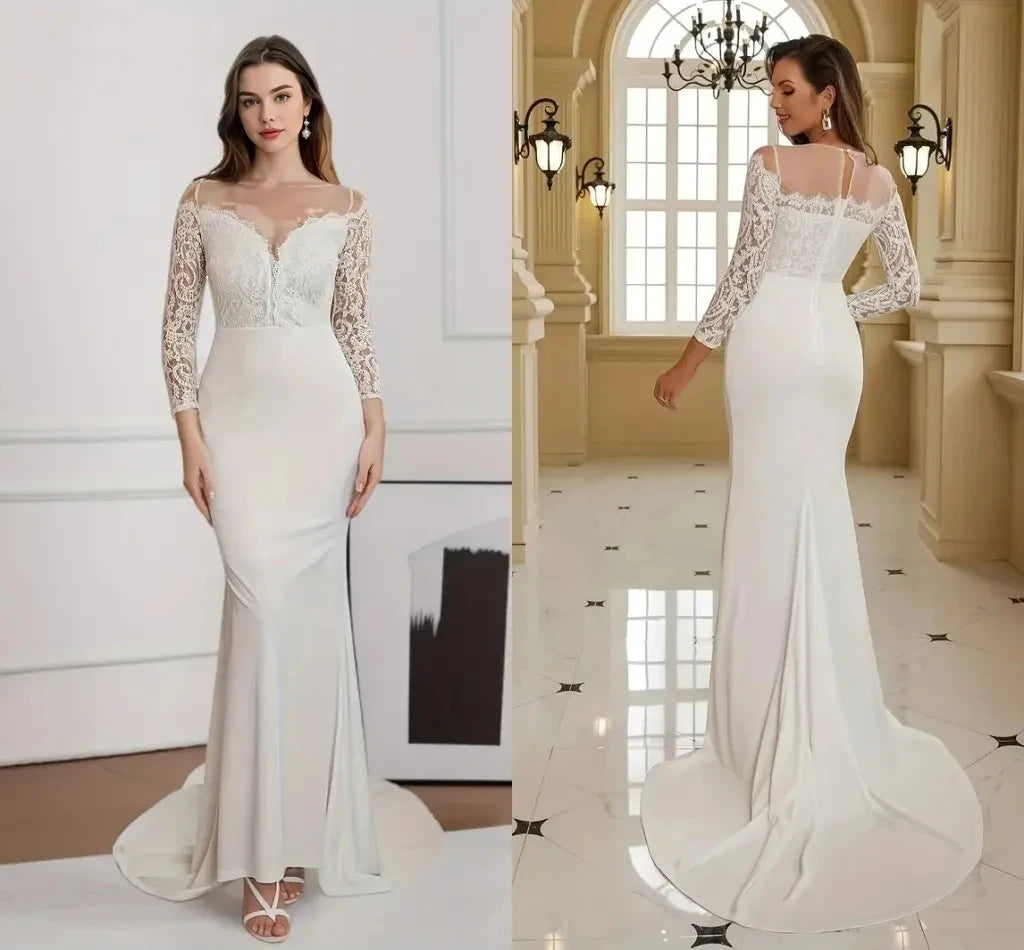 Elegant Long Sleeves Mermaid Wedding Dress