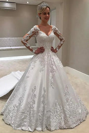 Embroidered Lace On Net Beading A-line Wedding Dress