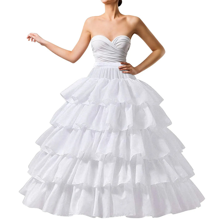 4 Hoop Skirt-5 Ruffles Layers Petticoat