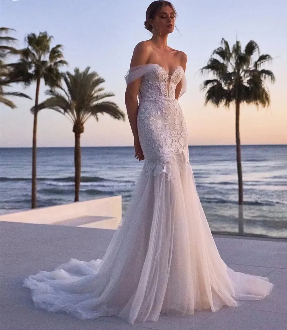 Backless Off-the-shoulder Mermaid Wedding Dress