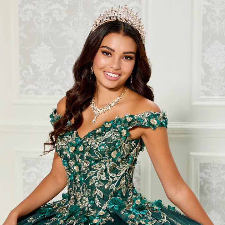 Green Applique Lace Ball Gown & Quinceanera Dress