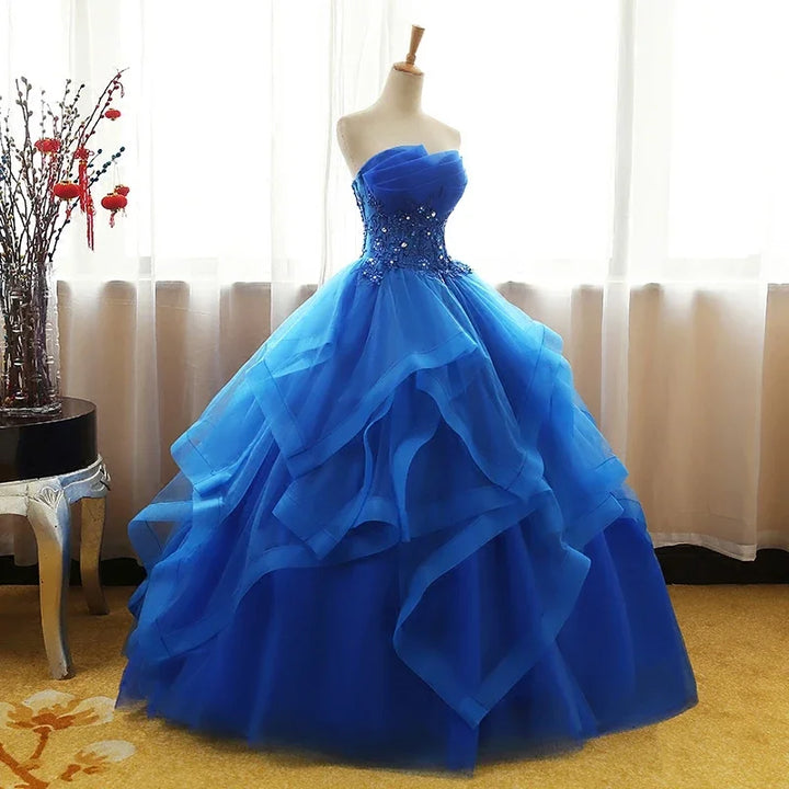 Luxury Lace Ruched Crystal Quinceanera Dress