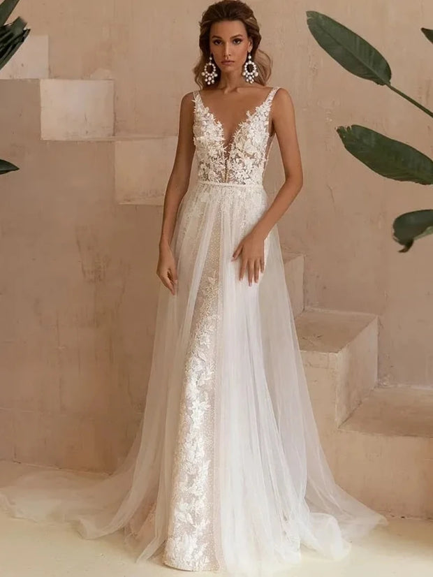 Charming Lace Embroidered Mermaid Wedding Dress