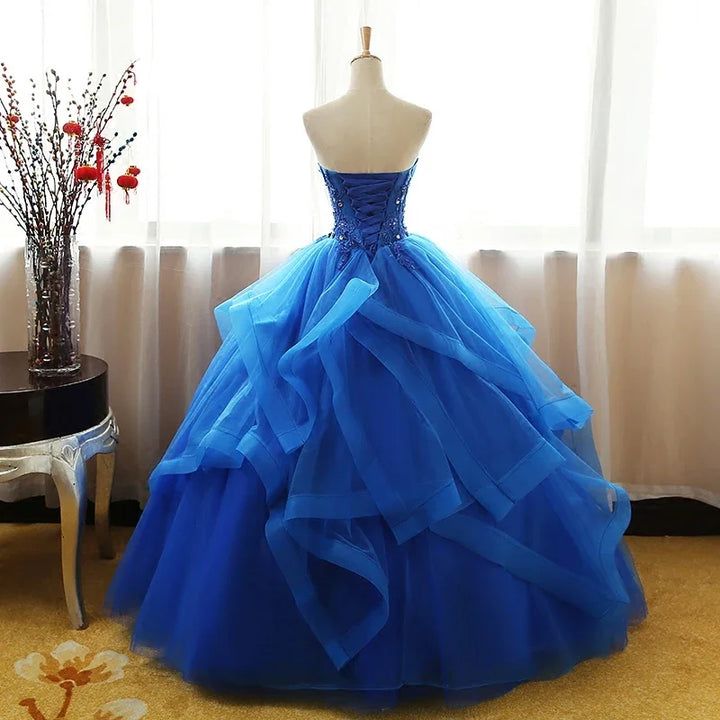 Luxury Lace Ruched Crystal Quinceanera Dress