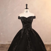Black Elegant Off The Shoulder A-line Wedding Dress