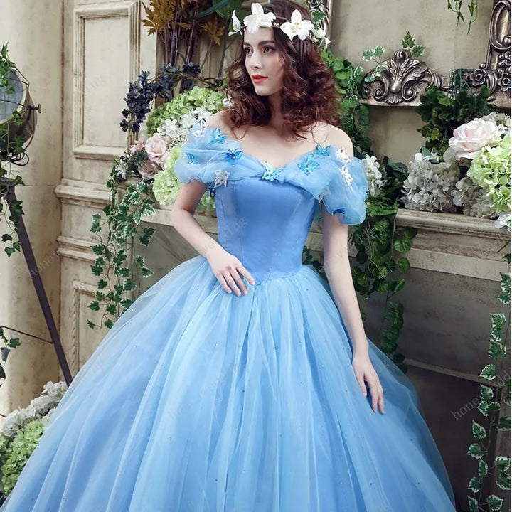 Off Shoulder Butterfly Deign Quinceanera Dress