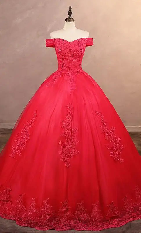 Luxury Lace Off Shoulder \Part\y Prom\ Quinceanera  Dress Set Two