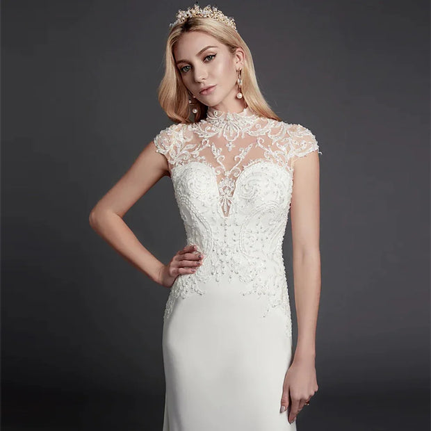 Turtleneck Lace Mermaid Wedding Dress