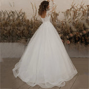 Invisible Round Neck Backless A-Line Wedding Dress