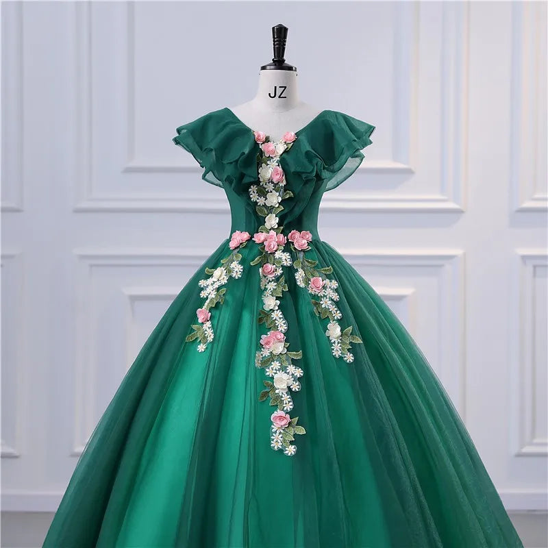 Sweet Flower Prom Ball Gown Quinceanera Dress