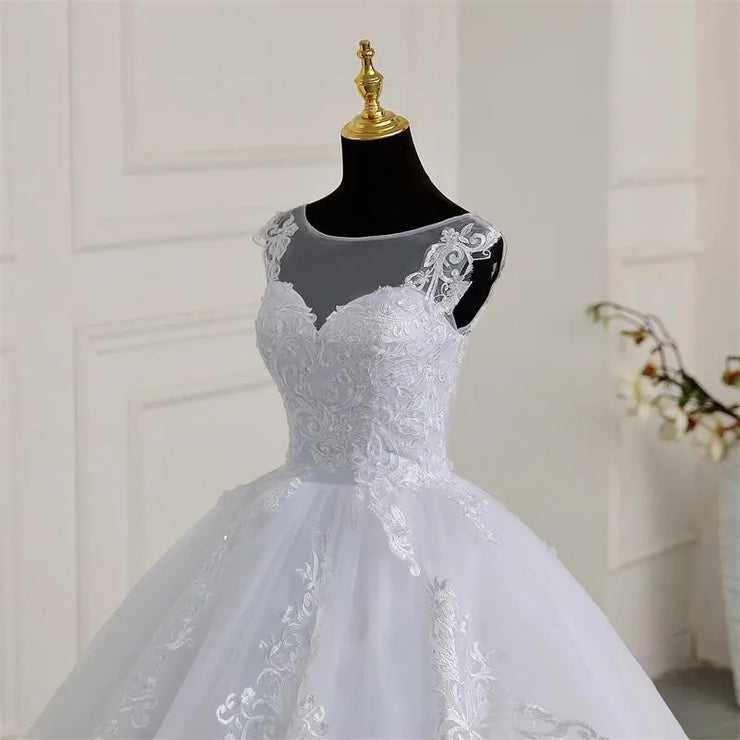 Classic Lace Sleeveless A-line Wedding Dress