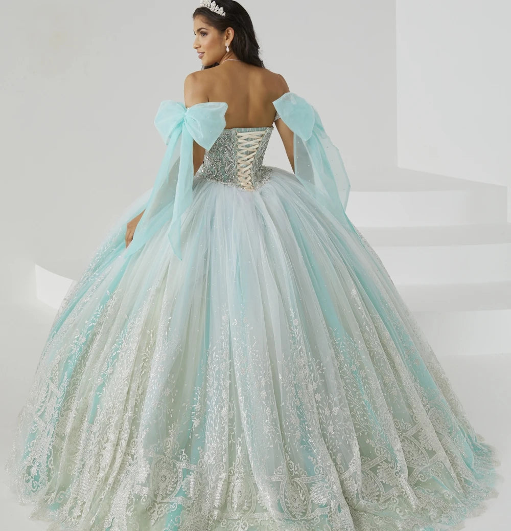 Strapless Appliques Crystals Quinceanera Dress