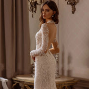 Classic Lace Appliques Backless Mermaid Wedding Dress