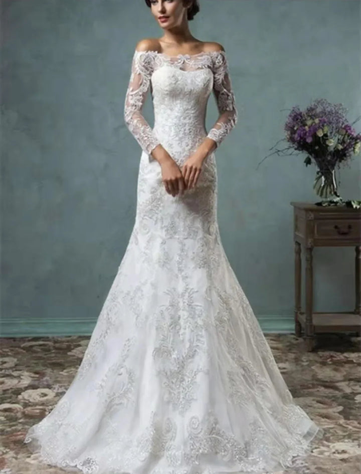 Full Sleeve Vintage Lace A-line Wedding Dress